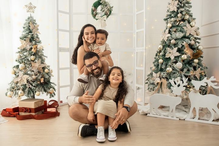 Ensaio de Natal em família da Nicole e do Leo